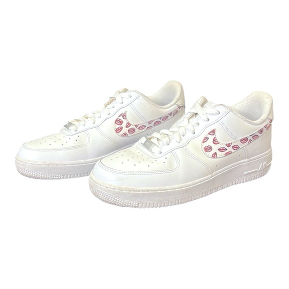 Nike Air Force 1 Low White Red Lips Women’s Sneakers Size 9.5 - Picture 5 of 12